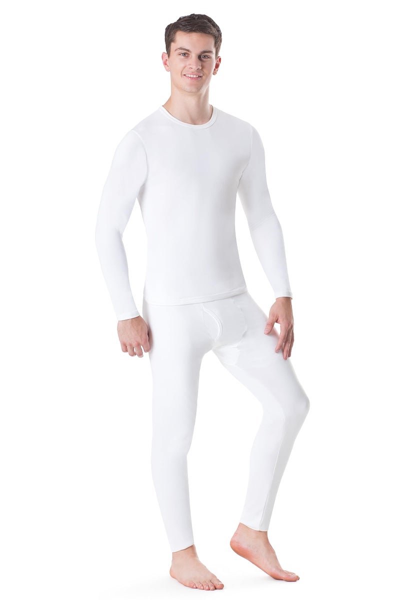 Rocky Thermal Underwear Men Long Johns Men Thermal Underwear Thermals Mens Base Layer Mens Thermals Top and Bottom Set (White, XX-Large, Standard Weight - 185 GSM, One Pack) - Image 1